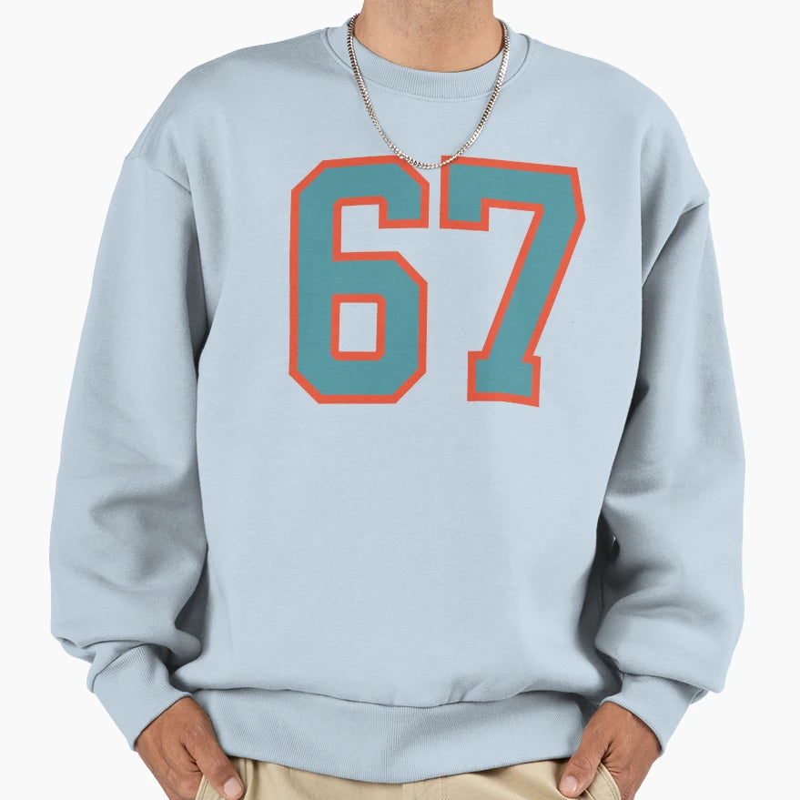 67 Number Aqua Orange Lucky Sweatshirt - Casual Everyday Wear for Adults - T-Shirt, Sweatshirt, Hoodie