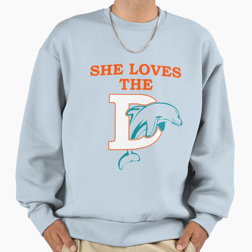 Funny She Loves Miami D Pro Football Sweatshirt - Unique Graphic Men Women - T-Shirt, Sweatshirt, Hoodie