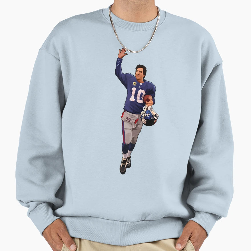 Eli Manning Waves To Crowds Sweatshirt - Minimalist Print Unisex - T-Shirt, Sweatshirt, Hoodie