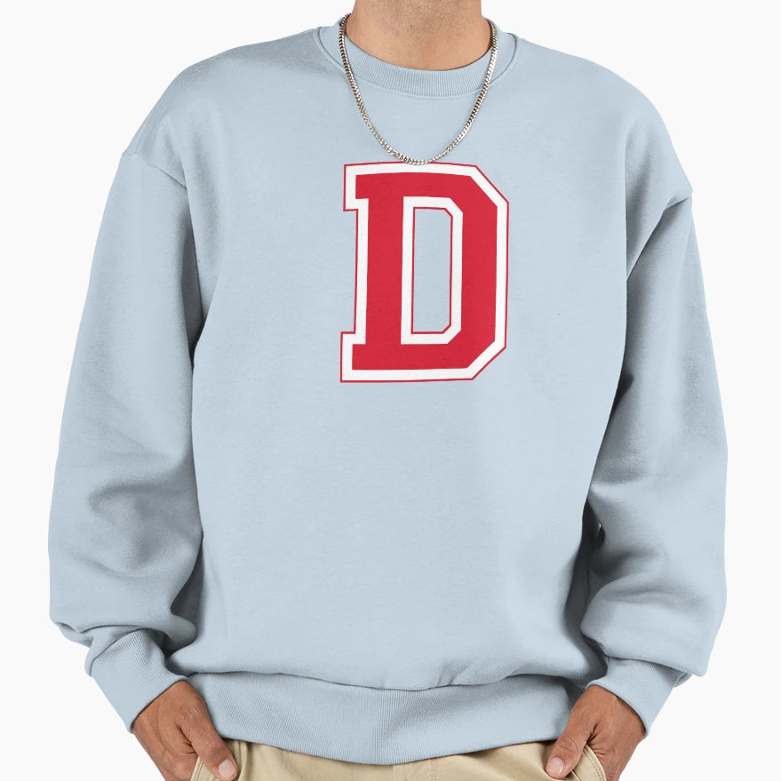 Red Varsity Letter D Sweatshirt - Trendy Graphic for Adults - T-Shirt, Sweatshirt, Hoodie