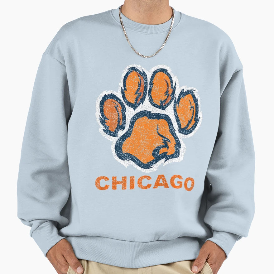 Foot Paw Bear Orange Chicago Sweatshirt - Minimalist Print for Adults - T-Shirt, Sweatshirt, Hoodie