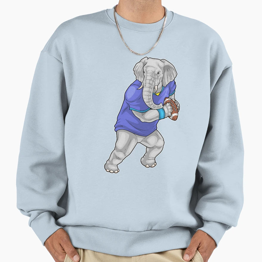 Elephant American Football Sweatshirt - Fun Novelty Design Men Women - T-Shirt, Sweatshirt, Hoodie