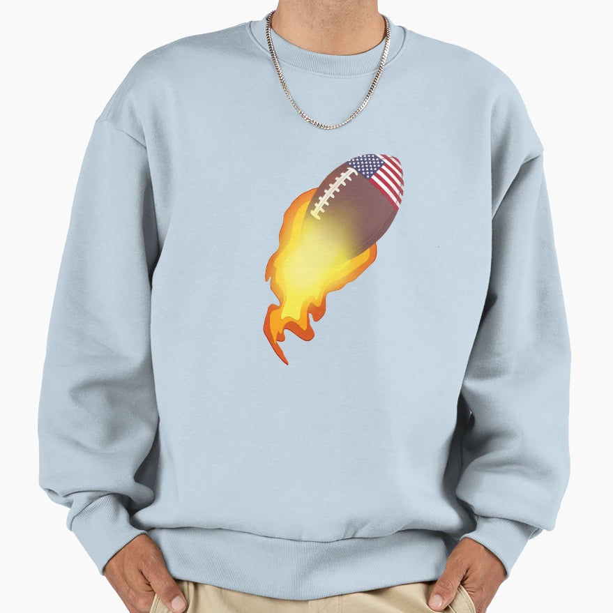 American Football Flames Sweatshirt - Minimalist Print Unisex - T-Shirt, Sweatshirt, Hoodie