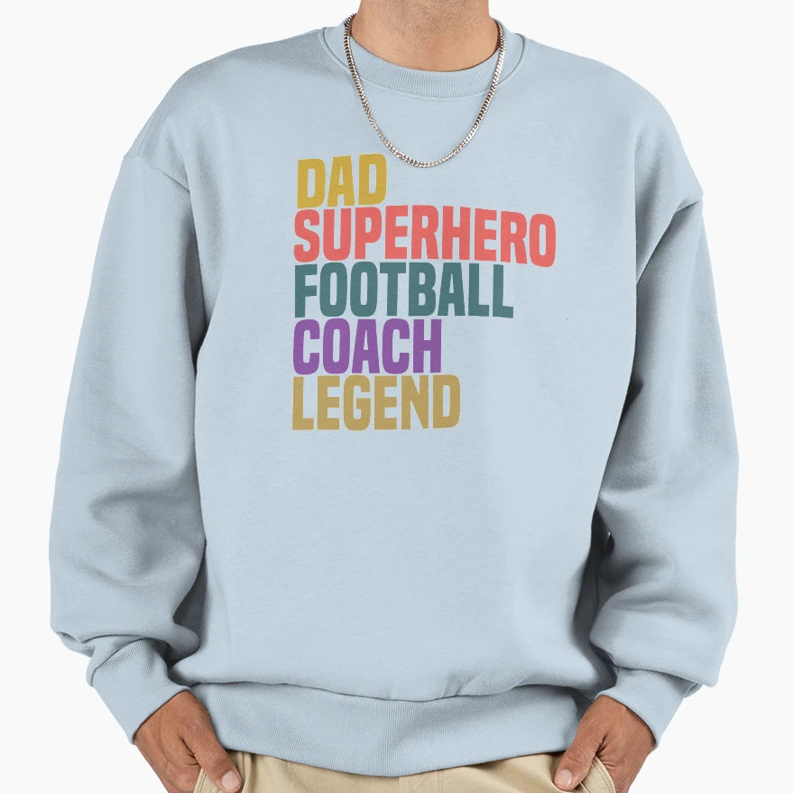 Dad Superhero Football Coach Sweatshirt - Minimalist Print for Adults - T-Shirt, Sweatshirt, Hoodie