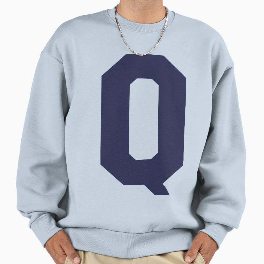 Alphabet Marine Blue Q Sports Letter Sweatshirt - Aesthetic Graphic Unisex - T-Shirt, Sweatshirt, Hoodie