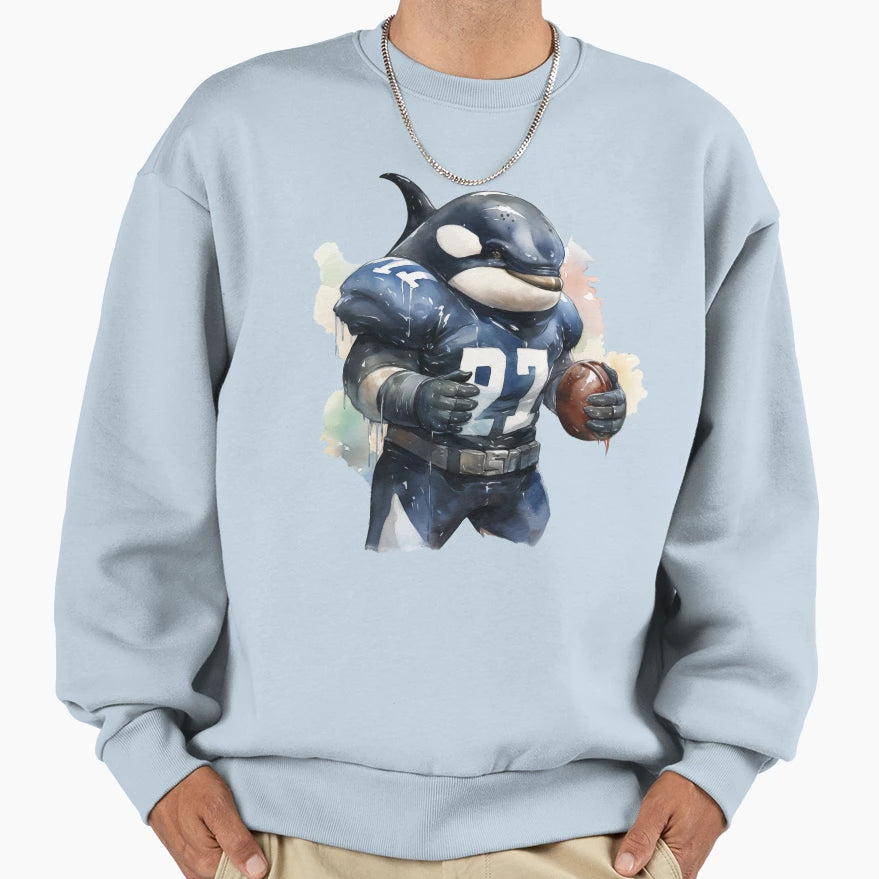 Orca As American Football Player Sweatshirt - Streetwear Style for Adults - T-Shirt, Sweatshirt, Hoodie