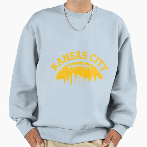 Kansas City Football Kc Skyline Sweatshirt - Fun Novelty Design for Adults - T-Shirt, Sweatshirt, Hoodie