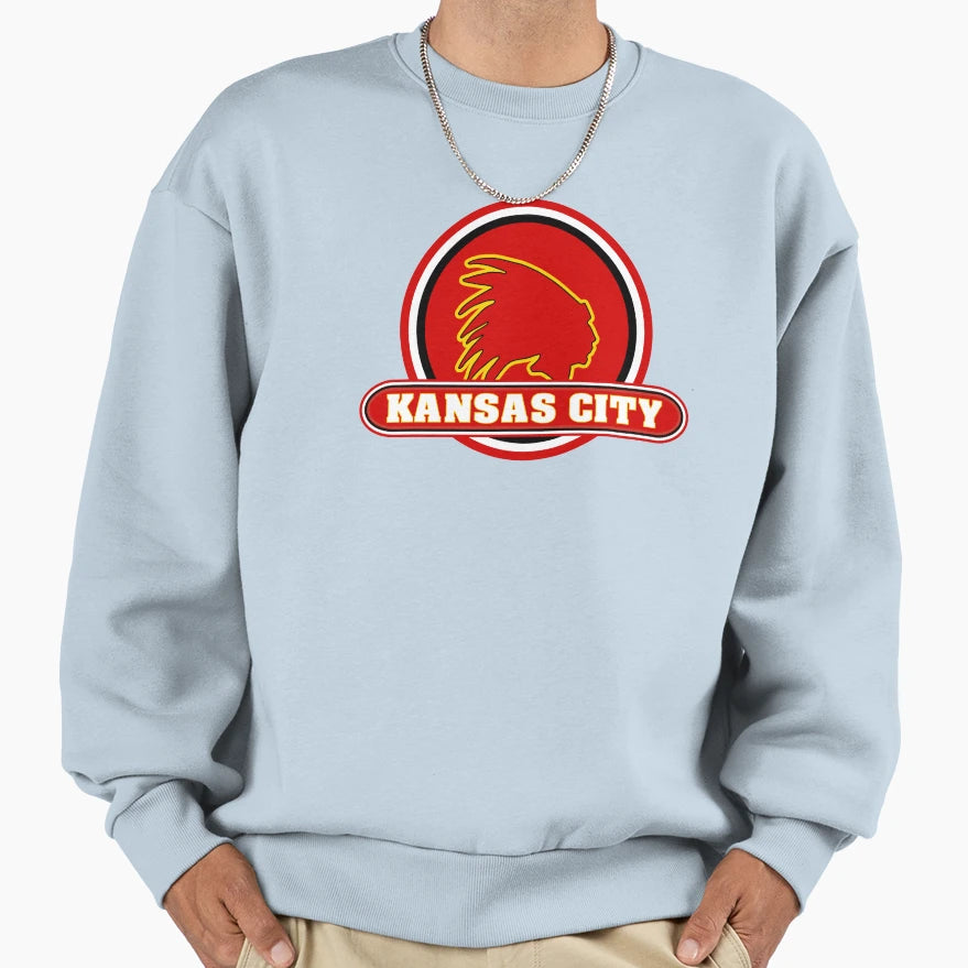 Kansas City Indian W Kc Circle Sweatshirt - Unique Graphic for Adults - T-Shirt, Sweatshirt, Hoodie
