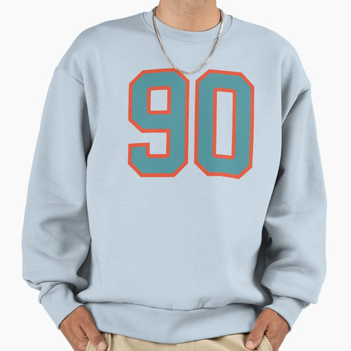 90 Number Aqua Orange Lucky Sports Sweatshirt - Unique Graphic Unisex - T-Shirt, Sweatshirt, Hoodie