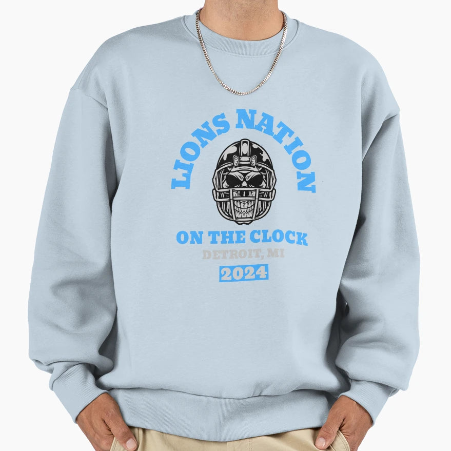 Lions Nation Clock Skull T-Shirt - Trendy Graphic Unisex - T-Shirt, Sweatshirt, Hoodie