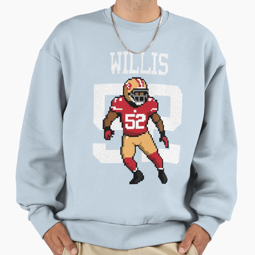 Patrick Willis 8 Bit Pixel Art Sweatshirt - Aesthetic Graphic Men Women - T-Shirt, Sweatshirt, Hoodie