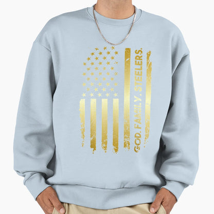 God Family Steelers Pro Us Flag T-Shirt - Minimalist Print for Adults - T-Shirt, Sweatshirt, Hoodie