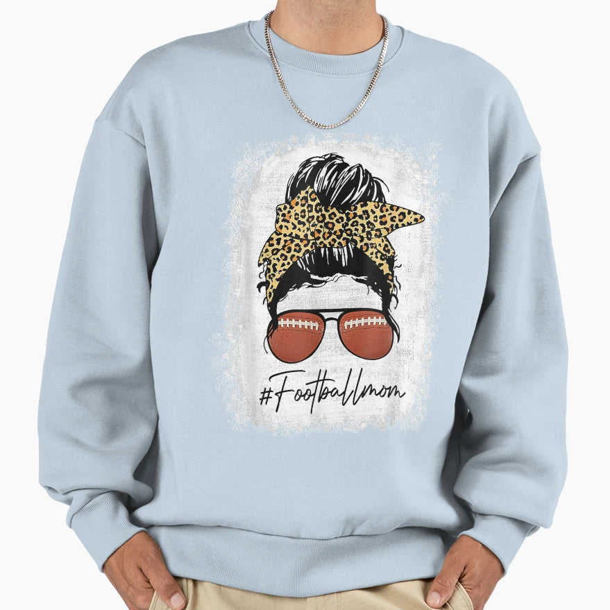 Bleached Football Mom Life Leopard Sweatshirt - Custom Art Print Men Women - T-Shirt, Sweatshirt, Hoodie