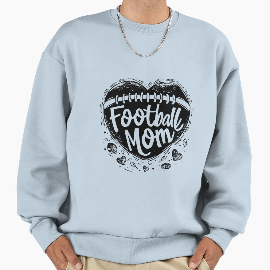 Football Mom Heart Black And White Sweatshirt - Novelty Apparel Men Women - T-Shirt, Sweatshirt, Hoodie