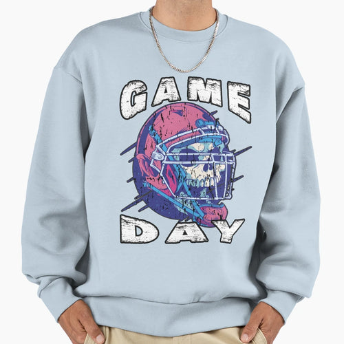 Game Day Halloween Skull Sweatshirt - Casual Everyday Wear Men Women - T-Shirt, Sweatshirt, Hoodie