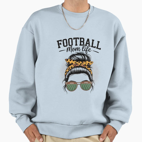 Bleached Football Messy Bun Mom Life Sweatshirt - Aesthetic Graphic Unisex - T-Shirt, Sweatshirt, Hoodie