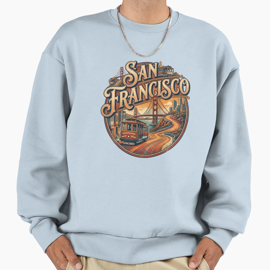 San Francisco Cityscape Travel Art Sweatshirt - Novelty Apparel Unisex - T-Shirt, Sweatshirt, Hoodie