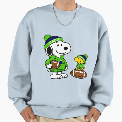 Seattle Seahawks Snoopy And Sweatshirt - Unique Graphic for Adults - T-Shirt, Sweatshirt, Hoodie