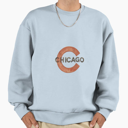 Chicago Logo Orange C And Bold Text Sweatshirt - Unique Graphic Men Women - T-Shirt, Sweatshirt, Hoodie