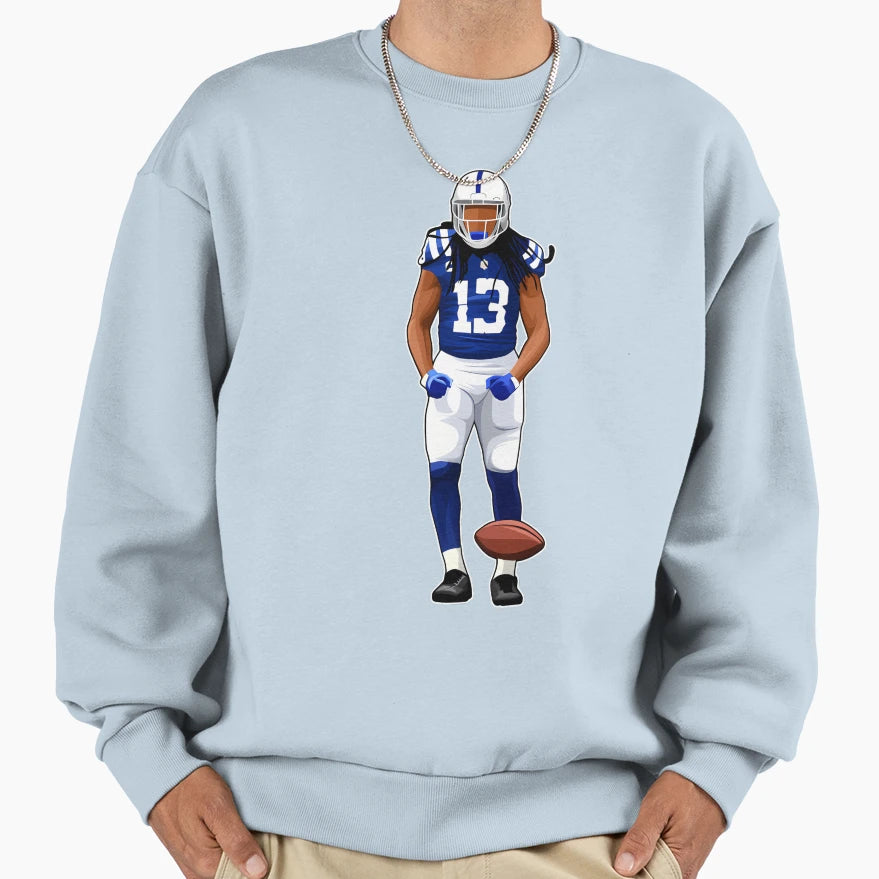 Ty Hilton 13 Celebrates Firstdown Sweatshirt - Trendy Graphic for Adults - T-Shirt, Sweatshirt, Hoodie