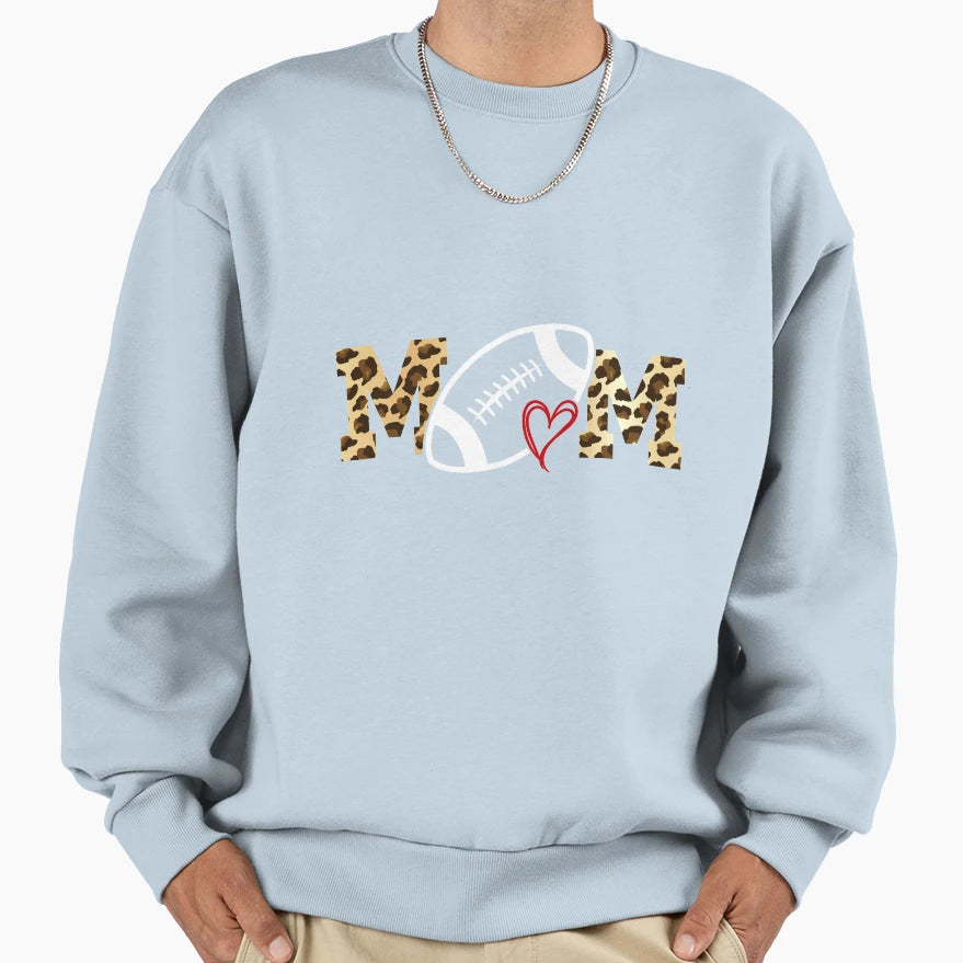 Football Mom Leopard Football Sweatshirt - Aesthetic Graphic for Adults - T-Shirt, Sweatshirt, Hoodie