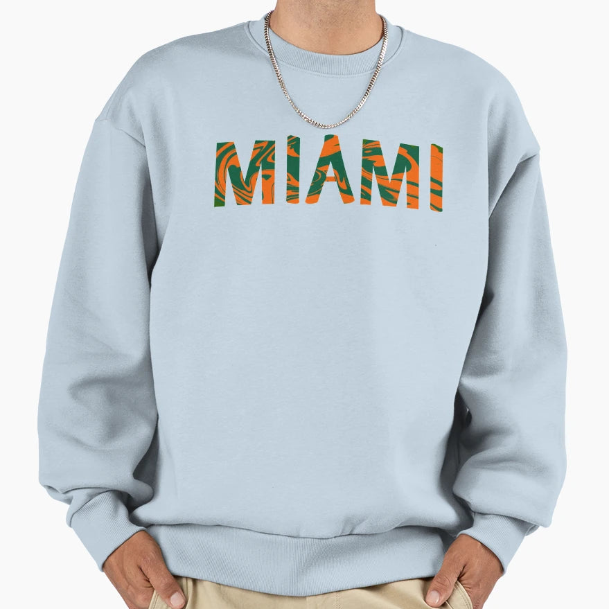 Marbled Miami Orange Green Sweatshirt - Streetwear Style for Adults - T-Shirt, Sweatshirt, Hoodie