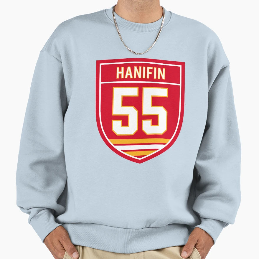 Noah Hanifin Calgary 55 Emblem Sweatshirt - Aesthetic Graphic Men Women - T-Shirt, Sweatshirt, Hoodie