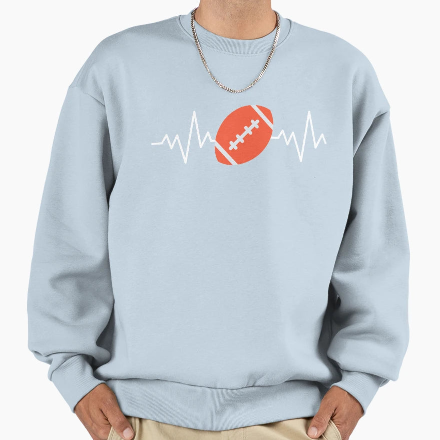 Football Heartbeat Sweatshirt - Aesthetic Graphic for Adults - T-Shirt, Sweatshirt, Hoodie