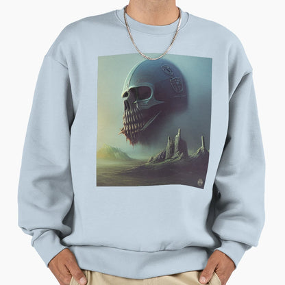 Skull Over Ancient Ruins Sweatshirt - Graphic Print Men Women - T-Shirt, Sweatshirt, Hoodie