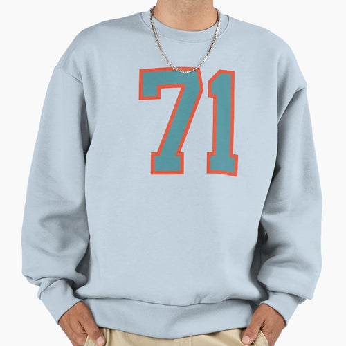 71 Number Aqua Orange Lucky Sports Sweatshirt - Novelty Apparel for Adults - T-Shirt, Sweatshirt, Hoodie