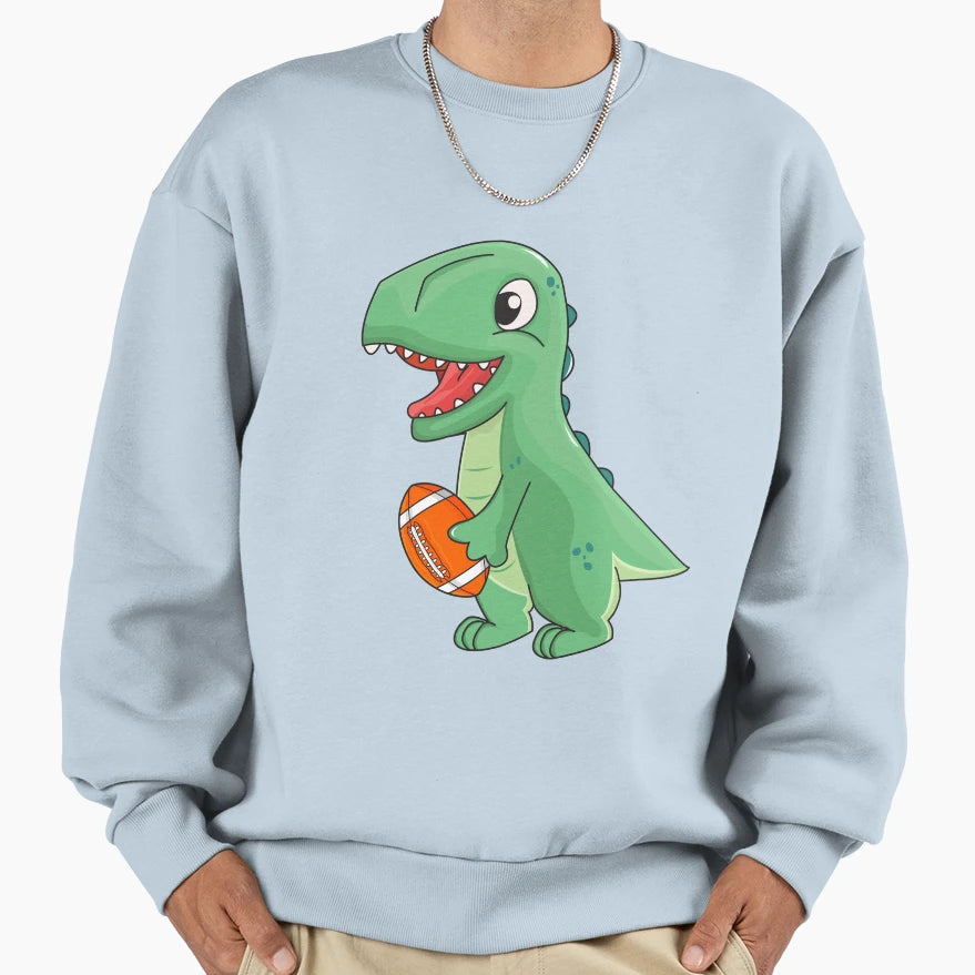 Dinosaur Playing American Football Sweatshirt - Aesthetic Graphic Unisex - T-Shirt, Sweatshirt, Hoodie
