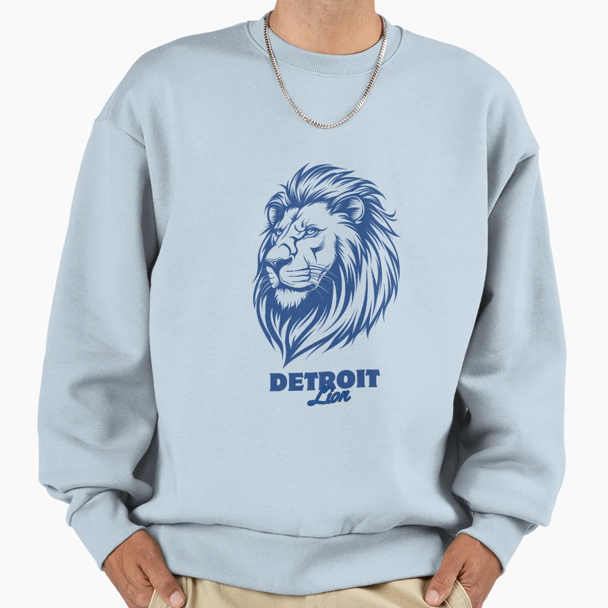 Lion Head Letters Detroit Lion Sweatshirt - Fun Novelty Design for Adults - T-Shirt, Sweatshirt, Hoodie