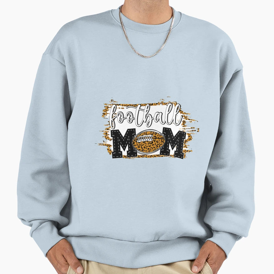 Mom Football Life Leopard Ball Bleached T-Shirt - Custom Art Print Unisex - T-Shirt, Sweatshirt, Hoodie