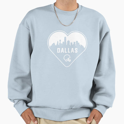 I Love Dallas Football Heart City Sweatshirt - Novelty Apparel Men Women - T-Shirt, Sweatshirt, Hoodie