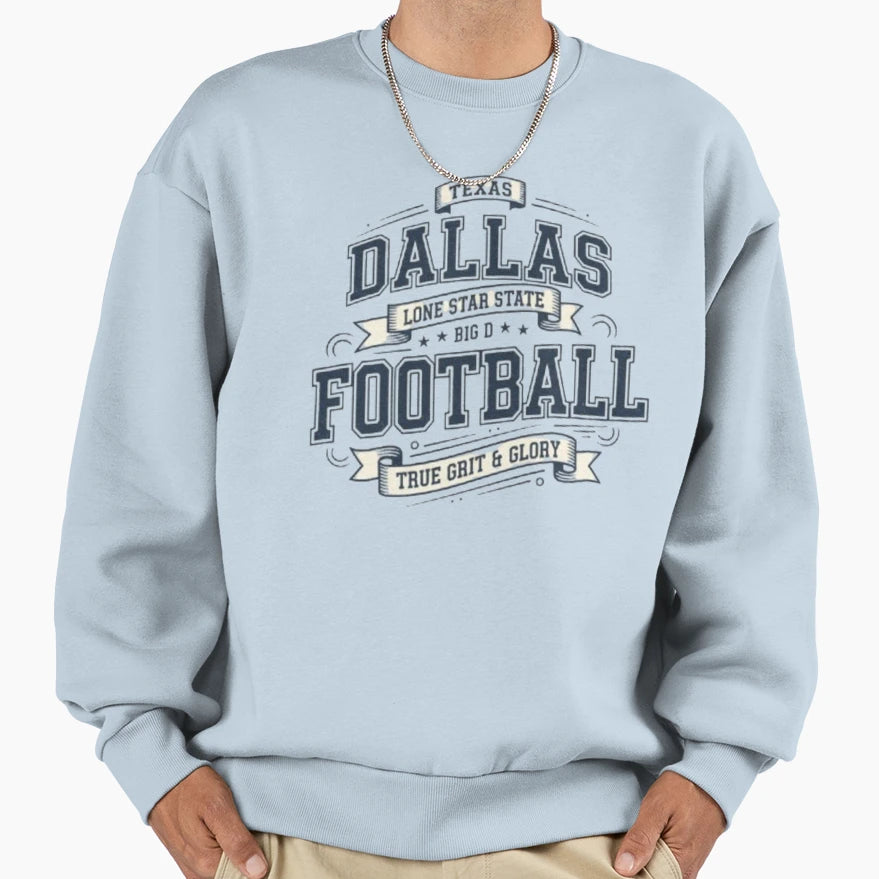 Navy Silver Abstract Dallas Foot Sweatshirt - Trendy Graphic for Adults - T-Shirt, Sweatshirt, Hoodie