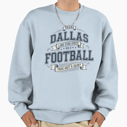 Navy Silver Abstract Dallas Foot Sweatshirt - Trendy Graphic for Adults - T-Shirt, Sweatshirt, Hoodie