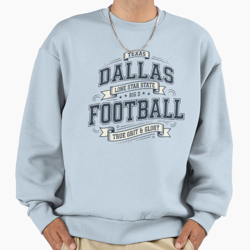 Navy Silver Abstract Dallas Foot Sweatshirt - Trendy Graphic for Adults - T-Shirt, Sweatshirt, Hoodie