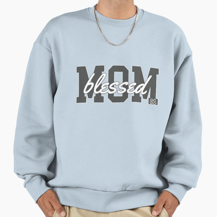 Blessed Mom Varsity Typography Mothers T-Shirt - Unique Graphic Men Women - T-Shirt, Sweatshirt, Hoodie