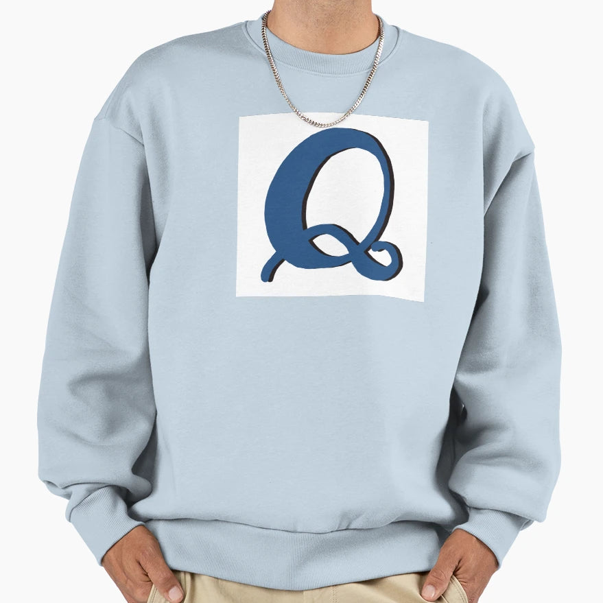 Letter Q Blue Initial Monogram Sweatshirt - Aesthetic Graphic Unisex - T-Shirt, Sweatshirt, Hoodie