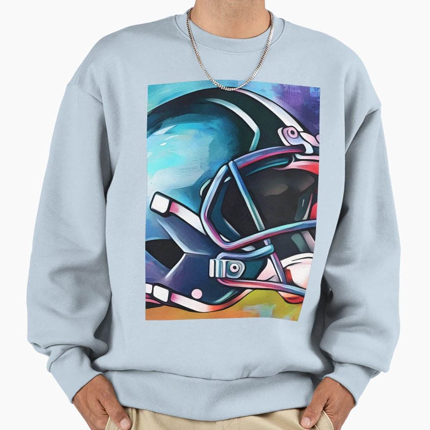 Vibrant Football Helmet Art Bold Sweatshirt - Fun Novelty Design Men Women - T-Shirt, Sweatshirt, Hoodie