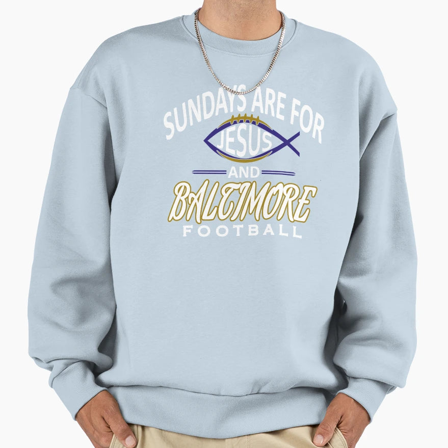 Baltimore Pro Football And Jesus Sweatshirt - Fun Novelty Design Men Women - T-Shirt, Sweatshirt, Hoodie