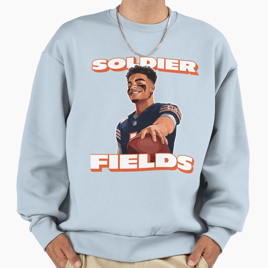 Soldier Fields Justin Fields Chicago T-Shirt - Novelty Apparel for Adults - T-Shirt, Sweatshirt, Hoodie