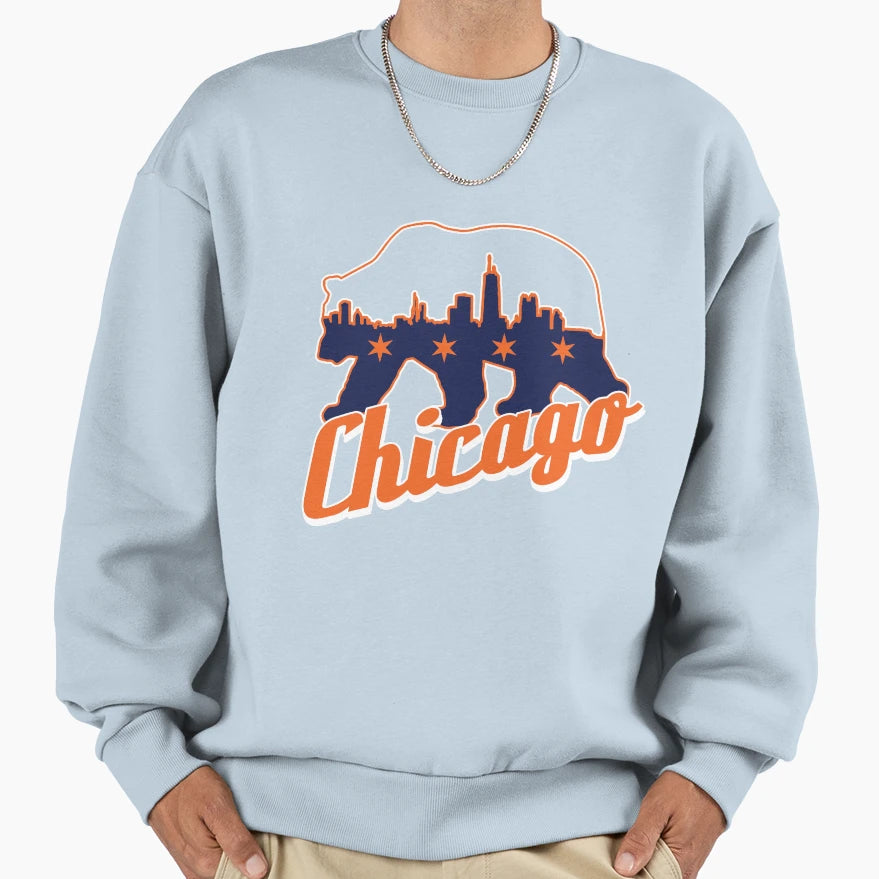 Chi Bear Chicago Skyline Chicago Flag Sweatshirt - Novelty Apparel Unisex - T-Shirt, Sweatshirt, Hoodie