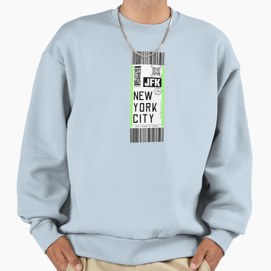 New York Jfk Luggage Tag Sweatshirt - Casual Everyday Wear for Adults - T-Shirt, Sweatshirt, Hoodie