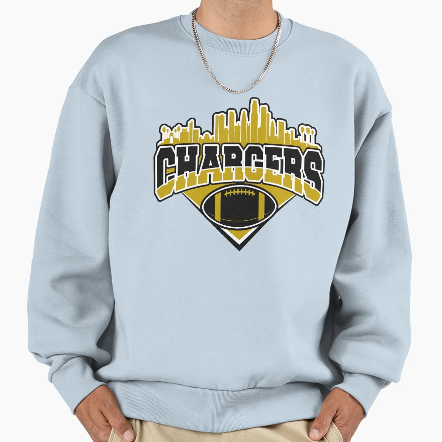 Chargers Football Skyline Football Sweatshirt - Aesthetic Graphic Unisex - T-Shirt, Sweatshirt, Hoodie