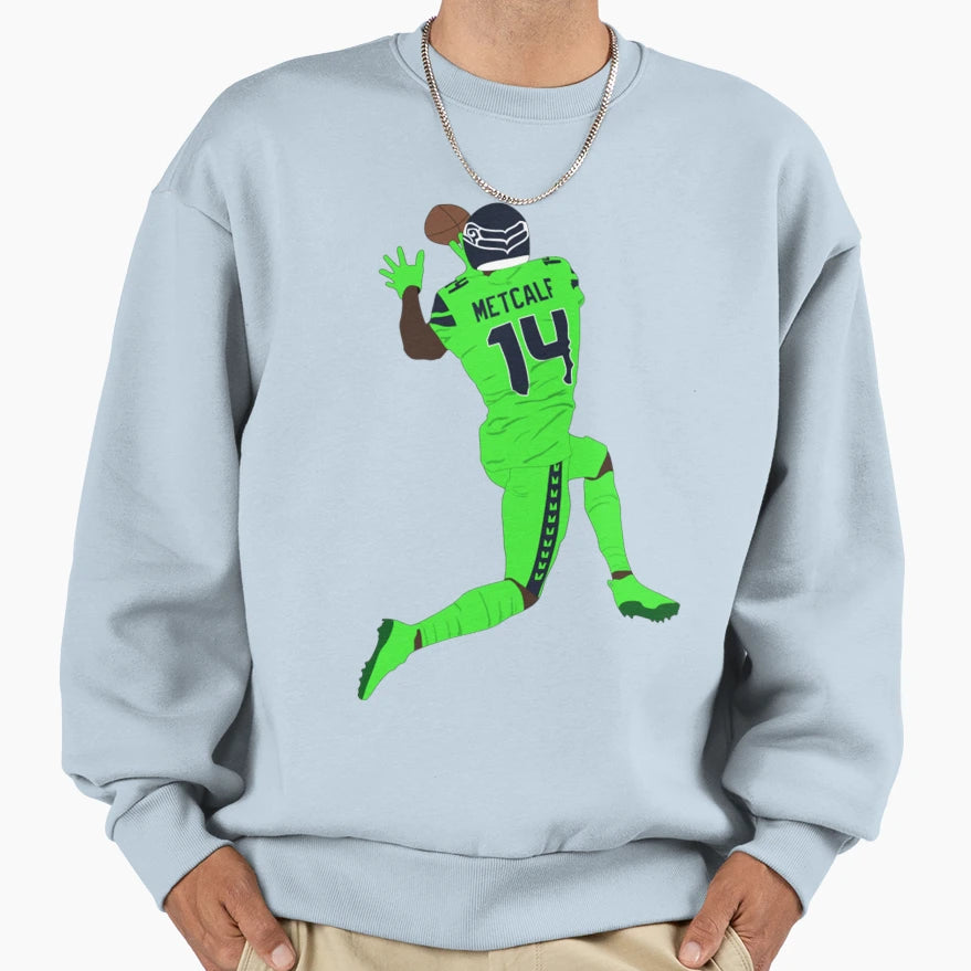Dk Metcalf Number 14 Metcalf Receive Sweatshirt - Graphic Print for Adults - T-Shirt, Sweatshirt, Hoodie