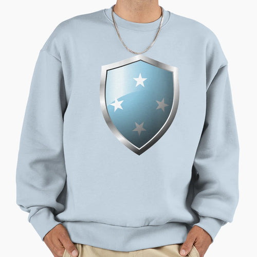 Strong Micronesia Flag Shield Sweatshirt - Minimalist Print for Adults - T-Shirt, Sweatshirt, Hoodie