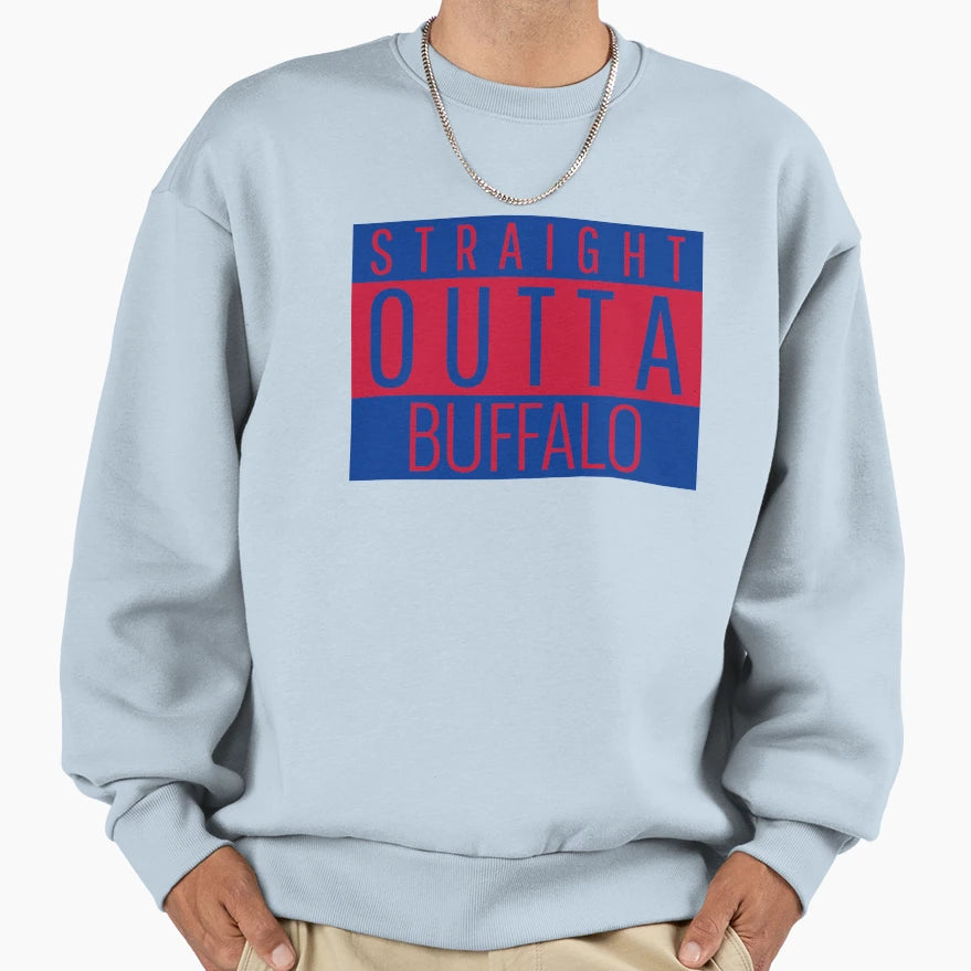 Straight Outta Buffalo Football Sweatshirt - Minimalist Print Men Women - T-Shirt, Sweatshirt, Hoodie