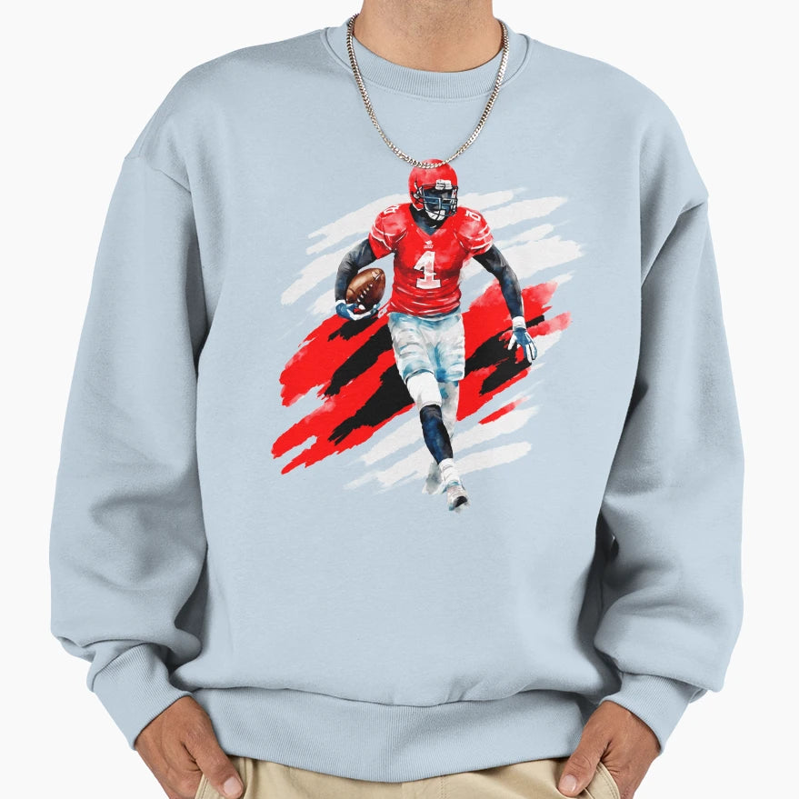 American Football Player Dynamic Sweatshirt - Aesthetic Graphic for Adults - T-Shirt, Sweatshirt, Hoodie