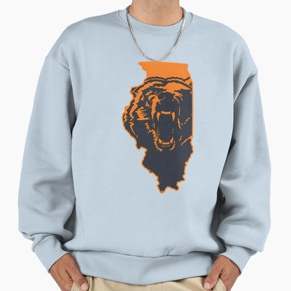 Chicago Bears Illinois Nfl State Sweatshirt - Minimalist Print for Adults - T-Shirt, Sweatshirt, Hoodie